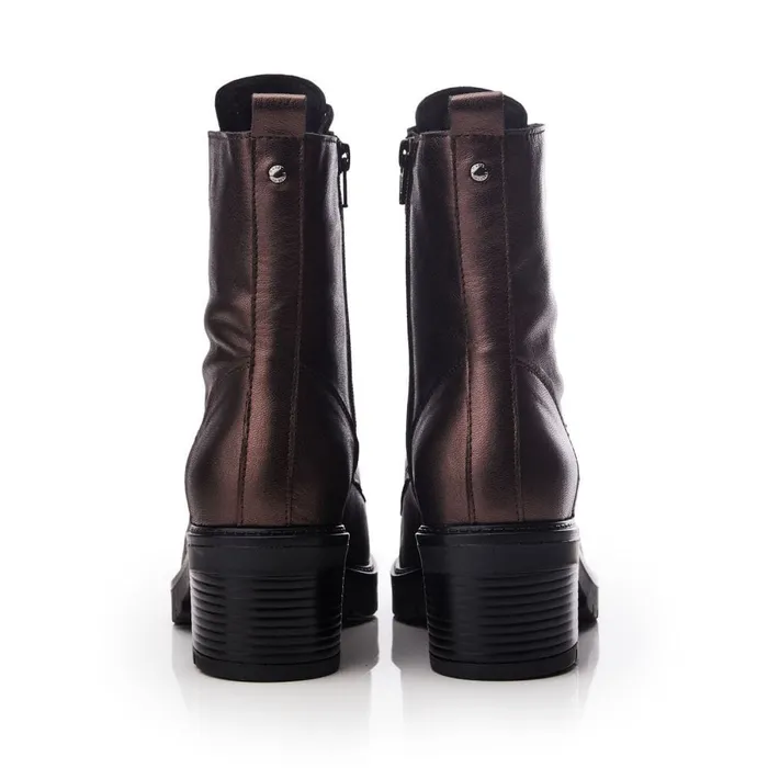MidCalf Boots Women Moda In Pelle Bellzie Pewter Metallic Leather