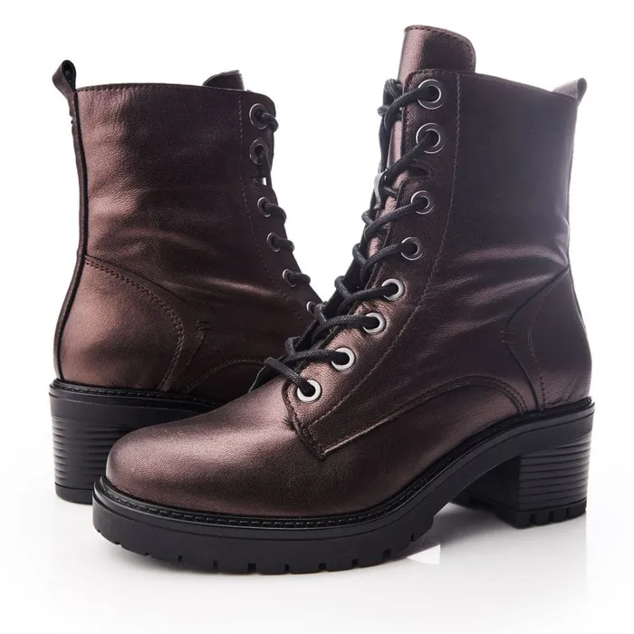 MidCalf Boots Women Moda In Pelle Bellzie Pewter Metallic Leather