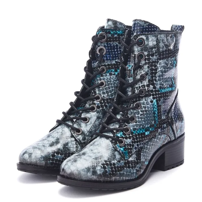 MidCalf Boots Women Moda In Pelle Bezzie Grey 8211 Multi Snake Multi Snake Print Leather