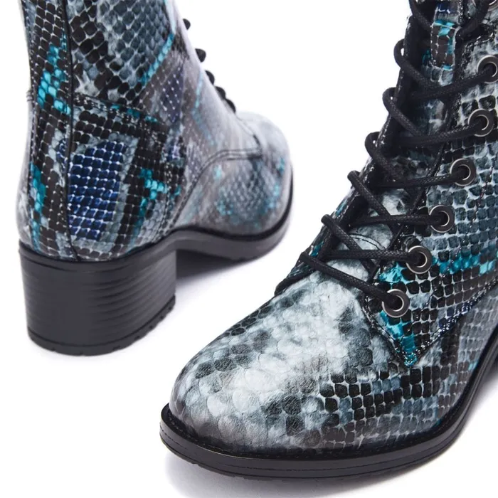 MidCalf Boots Women Moda In Pelle Bezzie Grey 8211 Multi Snake Multi Snake Print Leather