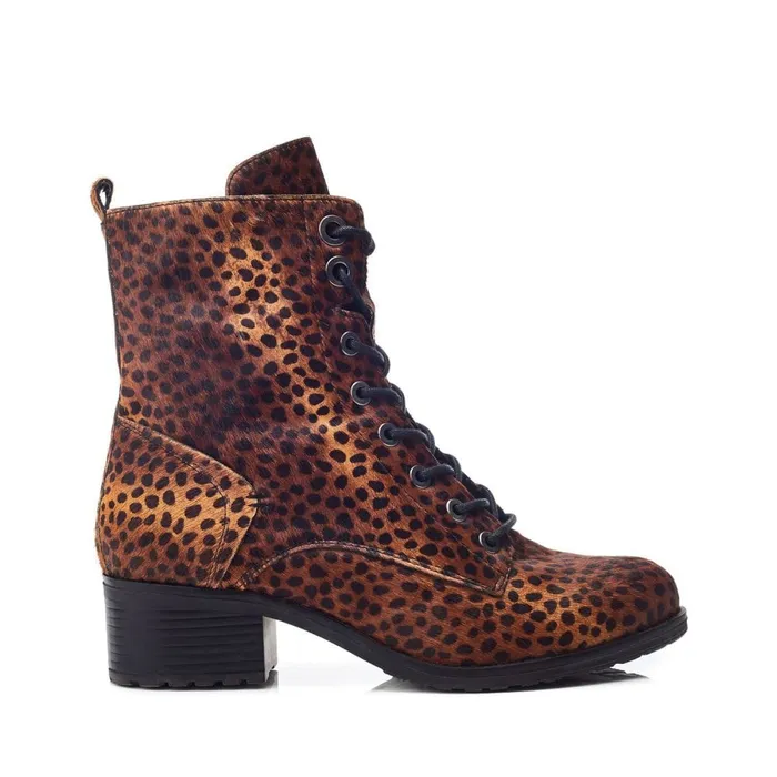 MidCalf Boots Women Moda In Pelle Bezzie Leopard Print Pony