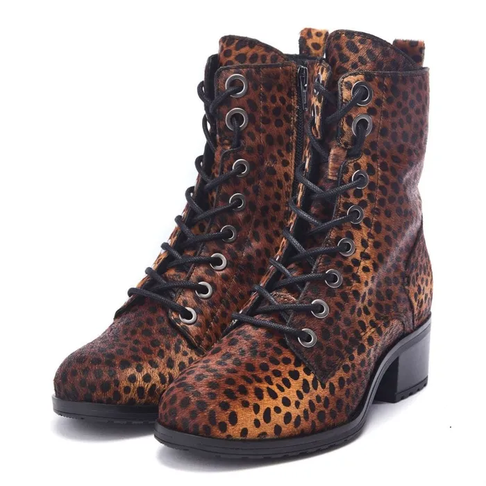 MidCalf Boots Women Moda In Pelle Bezzie Leopard Print Pony