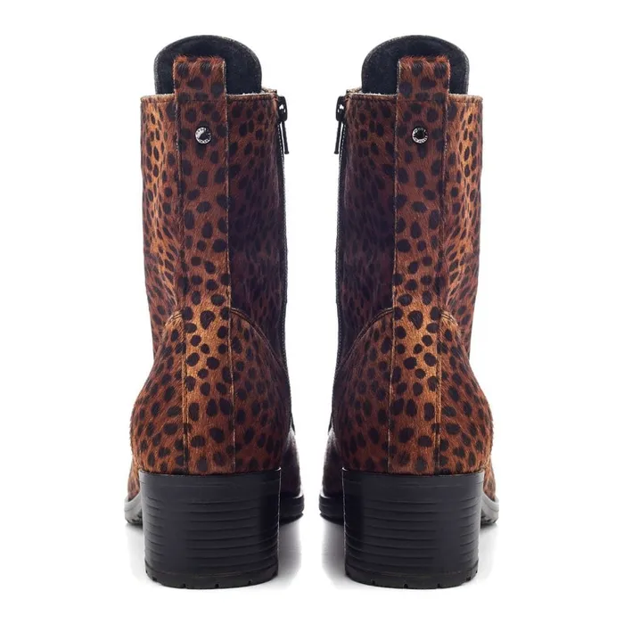 MidCalf Boots Women Moda In Pelle Bezzie Leopard Print Pony