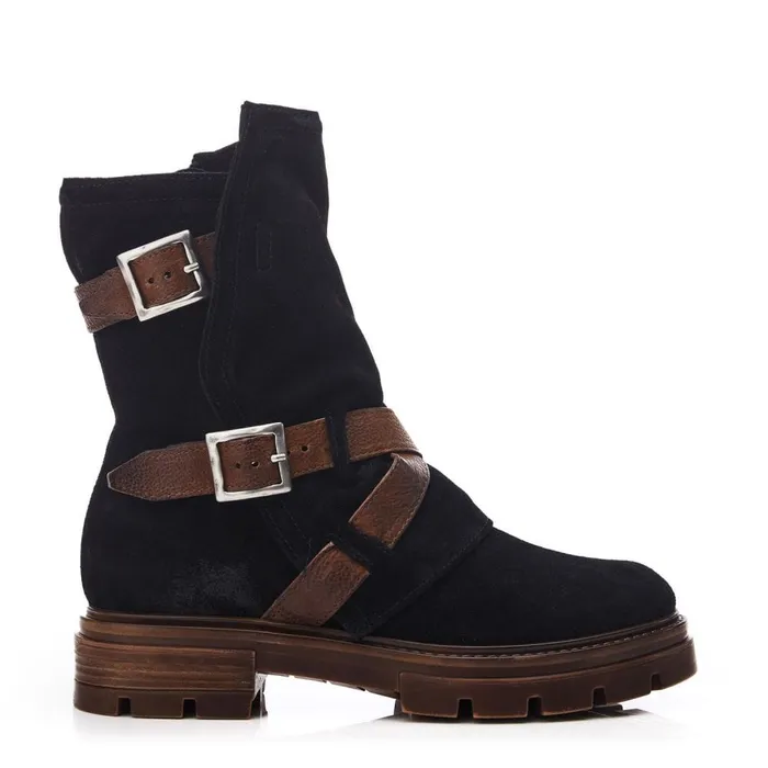 MidCalf Boots Women Moda In Pelle Briona Black Suede