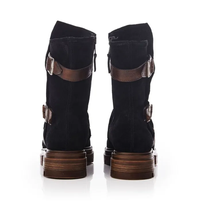 MidCalf Boots Women Moda In Pelle Briona Black Suede