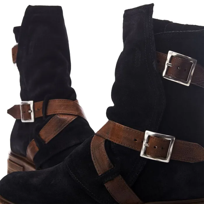 MidCalf Boots Women Moda In Pelle Briona Black Suede