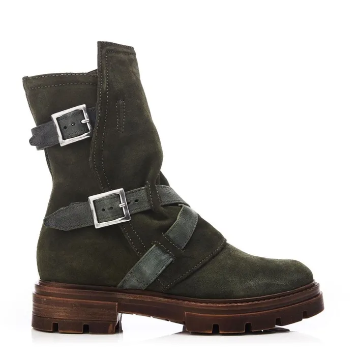 MidCalf Boots Women Moda In Pelle Briona Green Suede