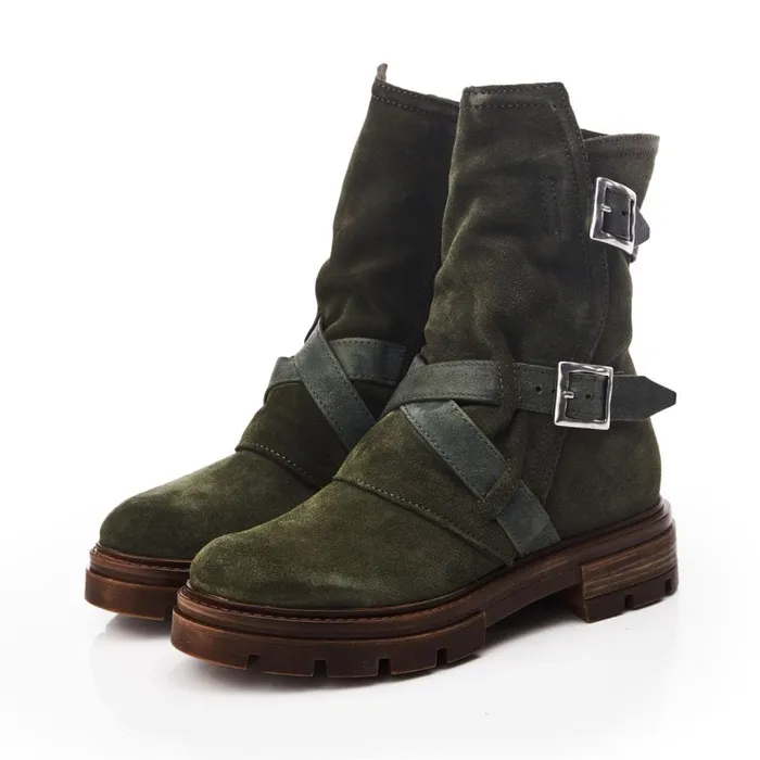 MidCalf Boots Women Moda In Pelle Briona Green Suede