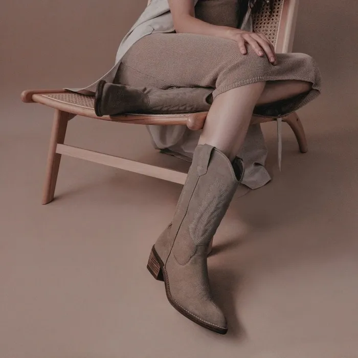 MidCalf Boots Women Moda In Pelle Fanntine Stone Suede MidCalf Boots Women Moda In Pelle Fanntine Stone Suede