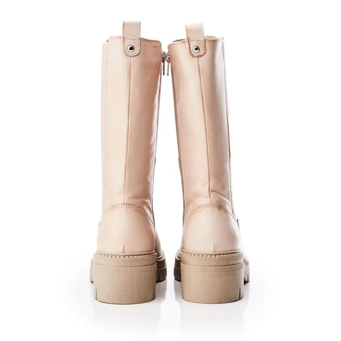 MidCalf Boots Women Moda In Pelle Giellen Cream Leather