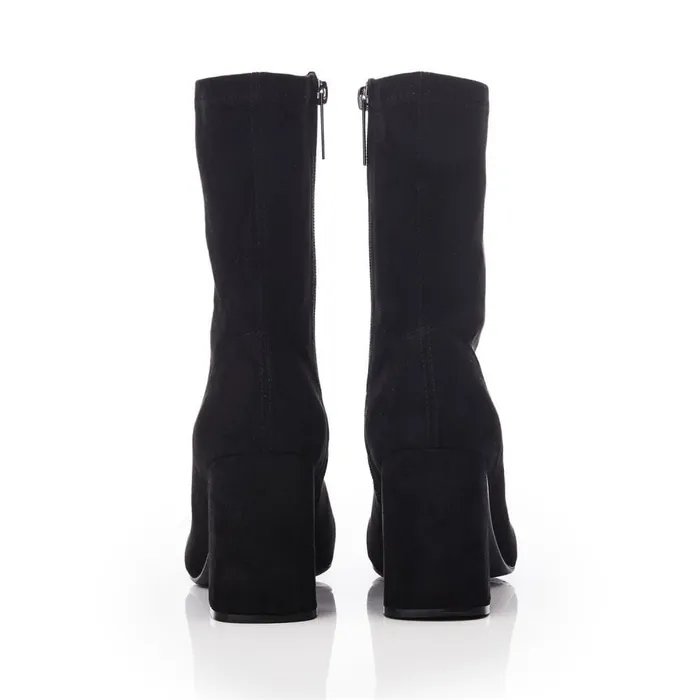MidCalf Boots Women Moda In Pelle Myler Black Alcantara