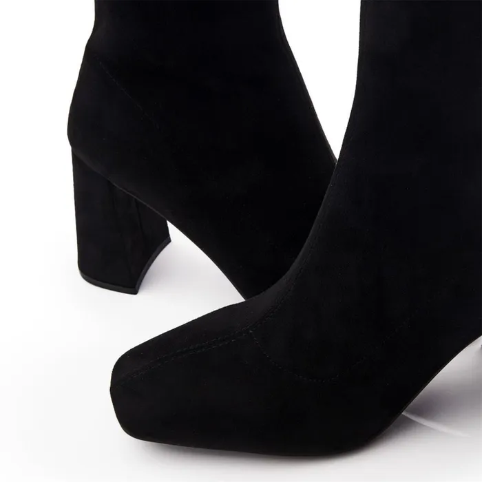 MidCalf Boots Women Moda In Pelle Myler Black Alcantara