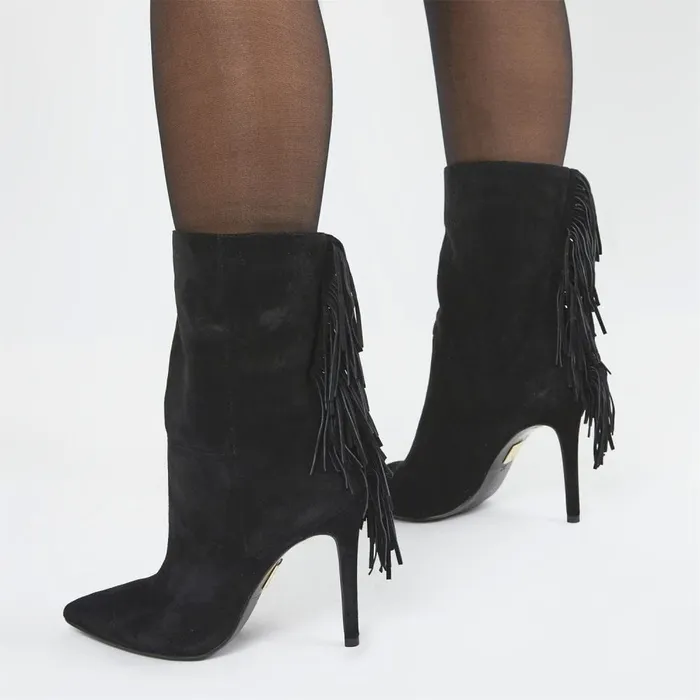 MidCalf Boots Women Moda In Pelle Oliivia Black Suede