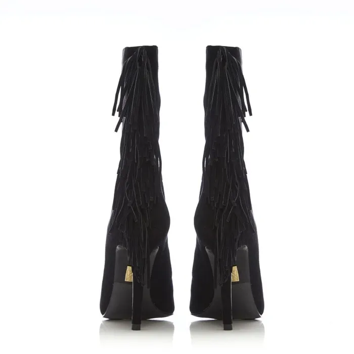 MidCalf Boots Women Moda In Pelle Oliivia Black Suede