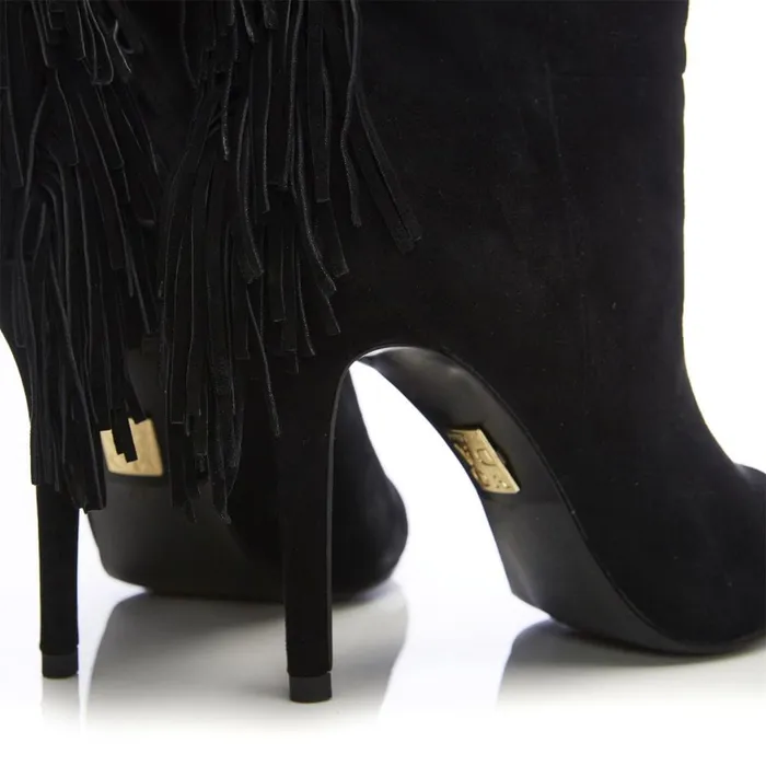 MidCalf Boots Women Moda In Pelle Oliivia Black Suede