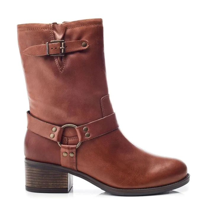 MidCalf Boots Women Moda In Pelle Ormie Tan Leather