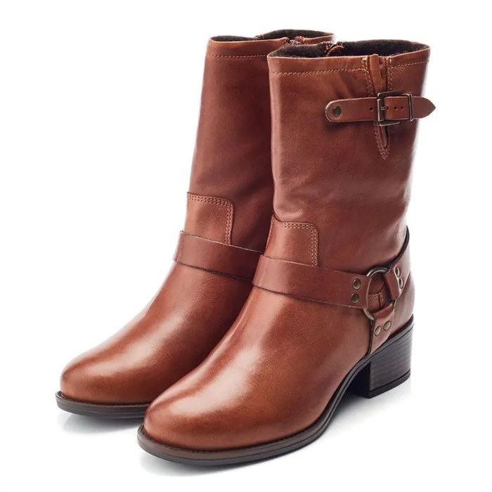 MidCalf Boots Women Moda In Pelle Ormie Tan Leather