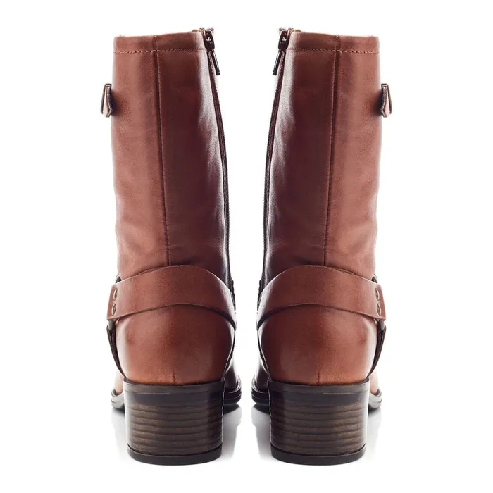 MidCalf Boots Women Moda In Pelle Ormie Tan Leather