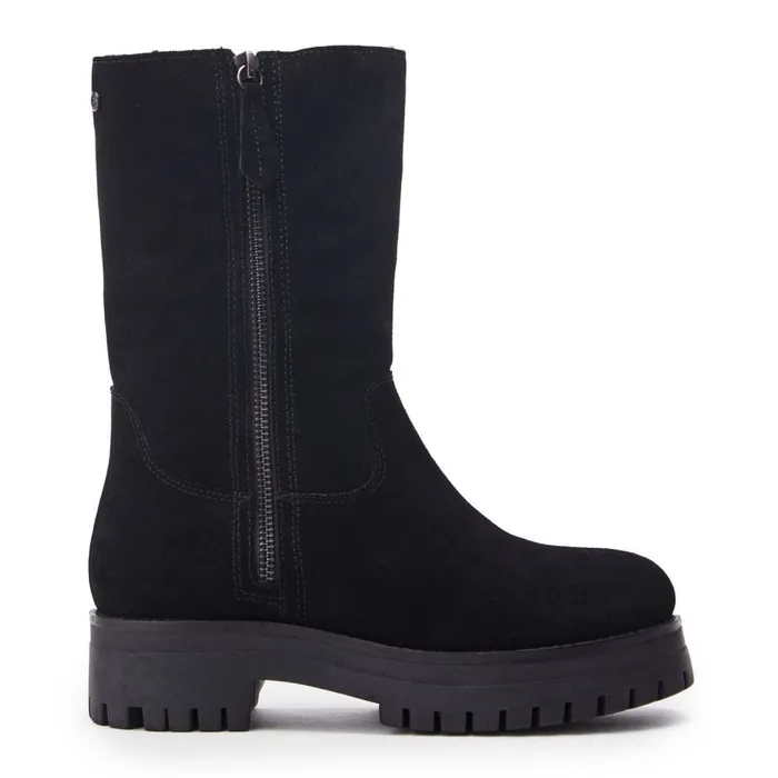 MidCalf Boots Women Moda In Pelle Picenza Black Suede