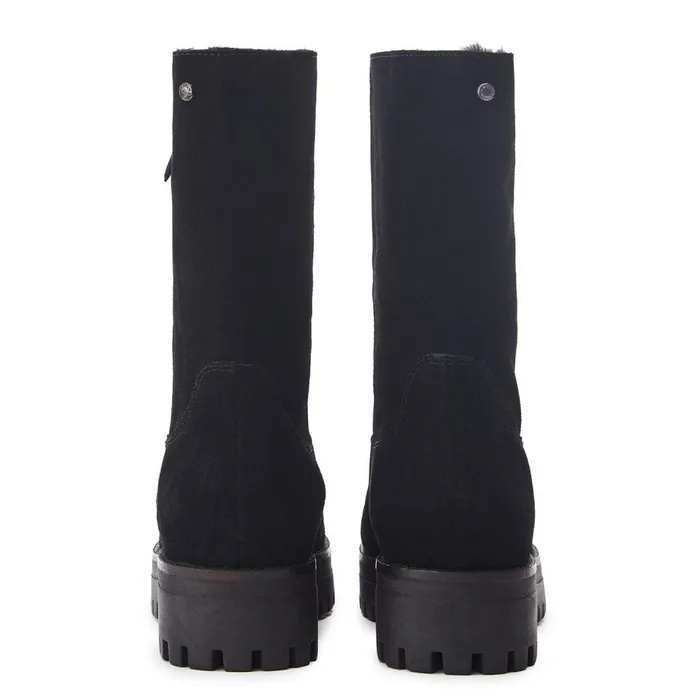 MidCalf Boots Women Moda In Pelle Picenza Black Suede