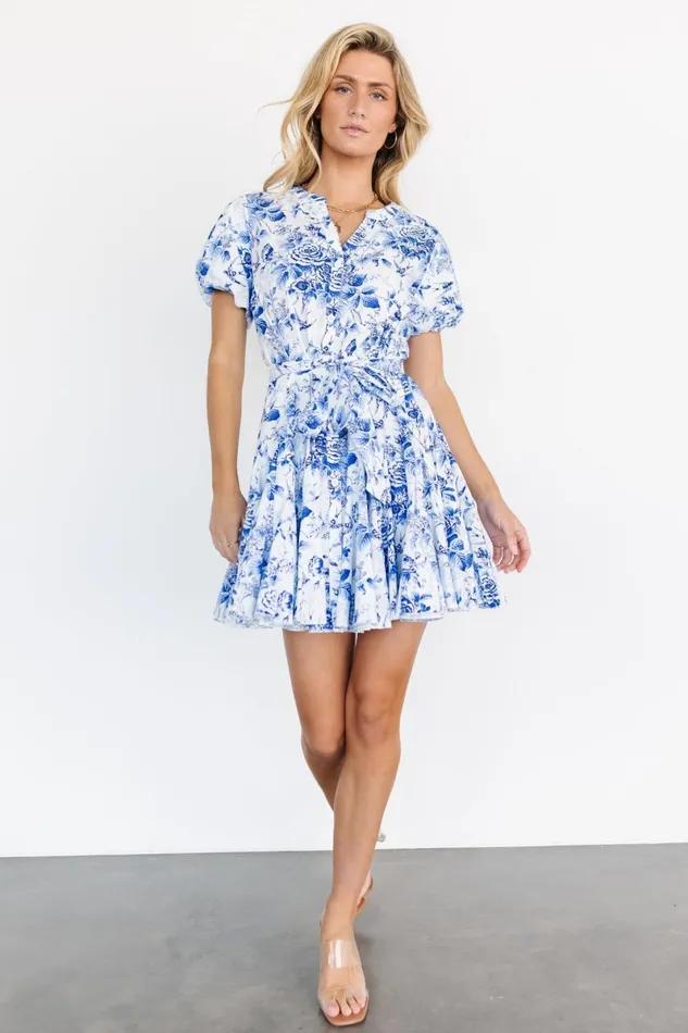 Mikki Mini Dress White Blue Women Baltic Born Short Dresses