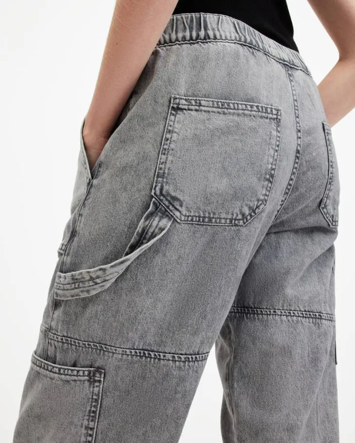 Mila Denim Slim Fit Panelled Pants Washed Grey Women AllSaints Pants and Leggings Mila Denim Slim Fit Panelled Pants Washed Grey Women AllSaints Pants and Leggings