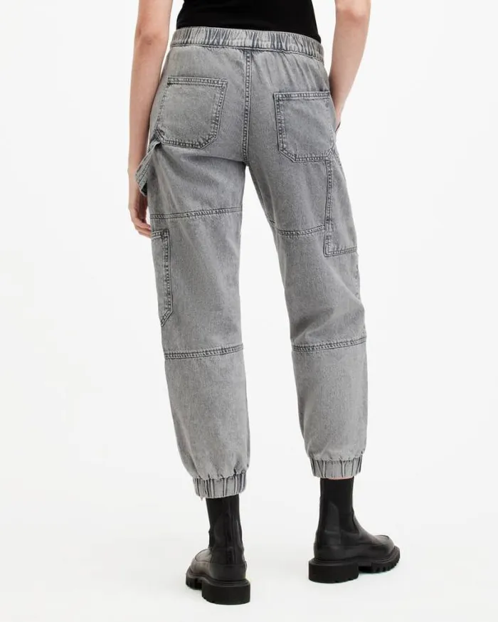 Mila Denim Slim Fit Panelled Pants Washed Grey Women AllSaints Pants and Leggings Mila Denim Slim Fit Panelled Pants Washed Grey Women AllSaints Pants and Leggings