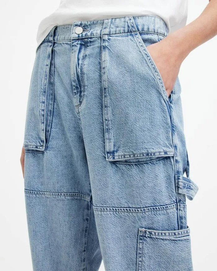 Mila Tapered Slim Fit Denim Pants Light Indigo Women AllSaints Pants and Leggings Mila Tapered Slim Fit Denim Pants Light Indigo Women AllSaints Pants and Leggings