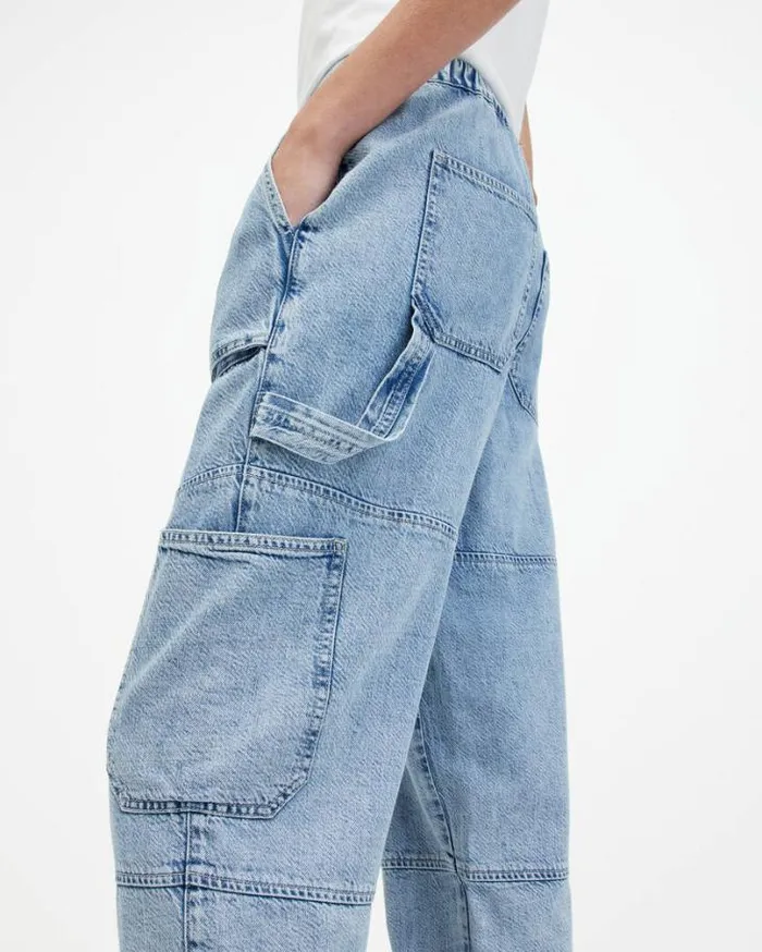 Mila Tapered Slim Fit Denim Pants Light Indigo Women AllSaints Pants and Leggings Mila Tapered Slim Fit Denim Pants Light Indigo Women AllSaints Pants and Leggings
