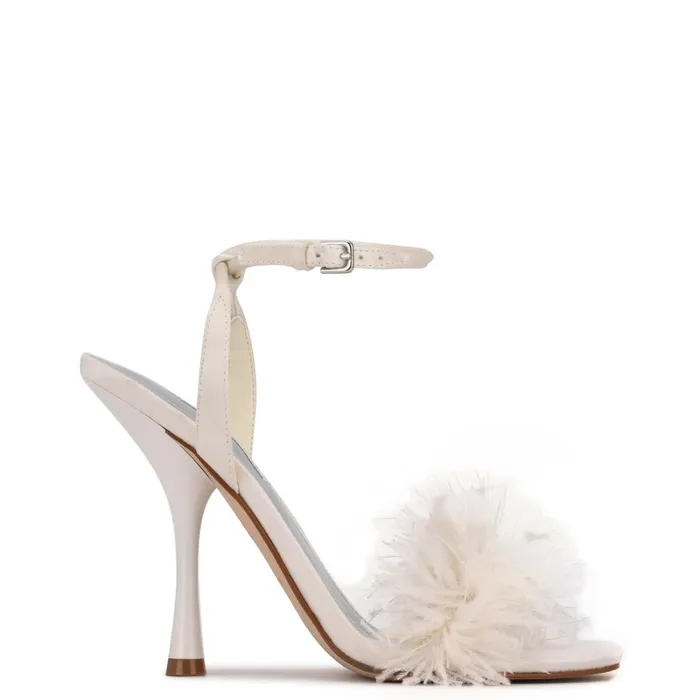 Milano Heeled Sandals Ivory Satin Women Nine West High Heels