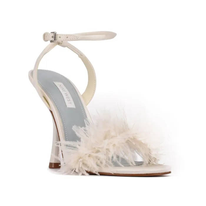 Milano Heeled Sandals Ivory Satin Women Nine West High Heels Milano Heeled Sandals Ivory Satin Women Nine West High Heels