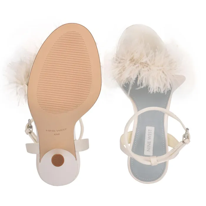 Milano Heeled Sandals Ivory Satin Women Nine West High Heels Milano Heeled Sandals Ivory Satin Women Nine West High Heels