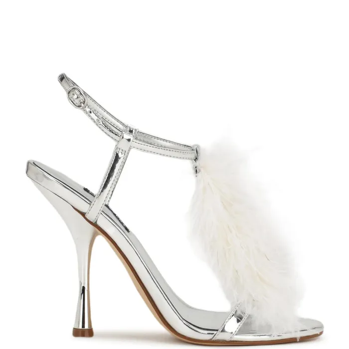Million Ankle Strap Heeled Sandals Silverwhite Women Nine West Dress