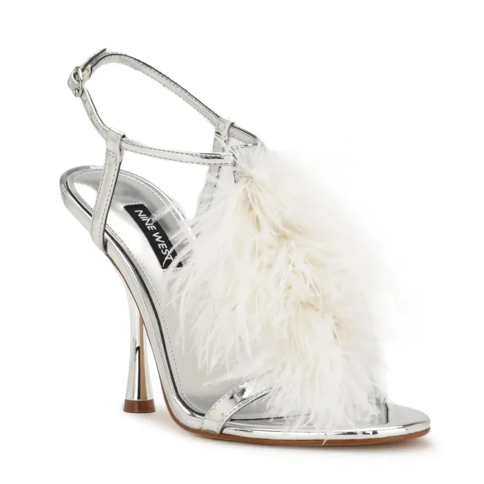 Million Ankle Strap Heeled Sandals Silverwhite Women Nine West Dress Million Ankle Strap Heeled Sandals Silverwhite Women Nine West Dress