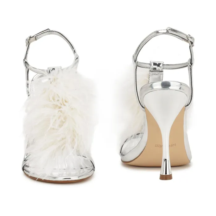 Million Ankle Strap Heeled Sandals Silverwhite Women Nine West Dress Million Ankle Strap Heeled Sandals Silverwhite Women Nine West Dress