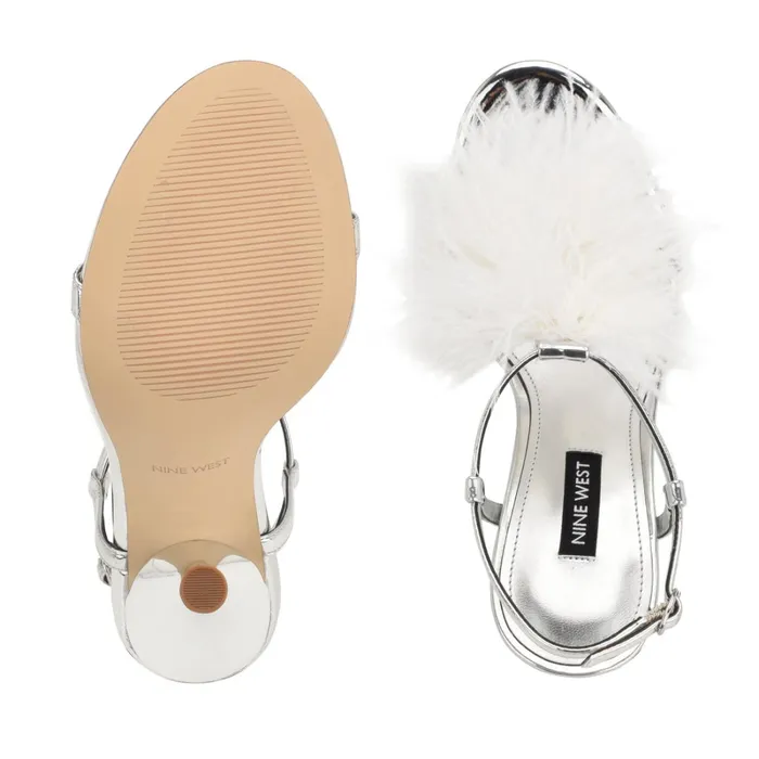 Million Ankle Strap Heeled Sandals Silverwhite Women Nine West Dress Million Ankle Strap Heeled Sandals Silverwhite Women Nine West Dress