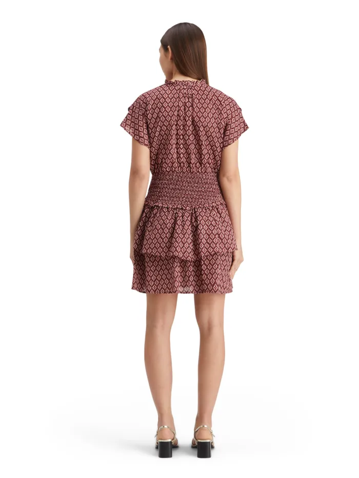 Mini Dress With Smock Geo Flower Bordeaux Women Scotch and Soda Dresses and Jumpsuits Mini Dress With Smock Geo Flower Bordeaux Women Scotch and Soda Dresses and Jumpsuits