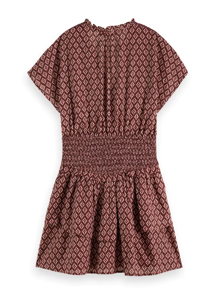 Mini Dress With Smock Geo Flower Bordeaux Women Scotch and Soda Dresses and Jumpsuits Mini Dress With Smock Geo Flower Bordeaux Women Scotch and Soda Dresses and Jumpsuits