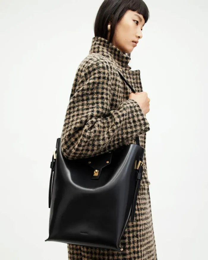 Miro Adjustable Leather Shoulder Bag Black Women AllSaints Handbags and Wallets Miro Adjustable Leather Shoulder Bag Black Women AllSaints Handbags and Wallets