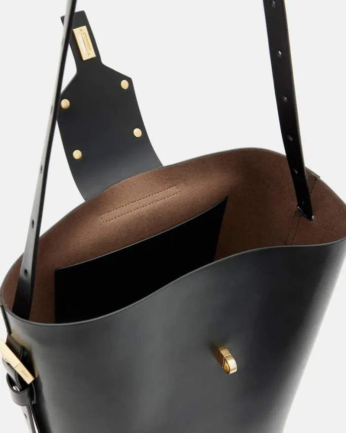 Miro Adjustable Leather Shoulder Bag Black Women AllSaints Handbags and Wallets Miro Adjustable Leather Shoulder Bag Black Women AllSaints Handbags and Wallets
