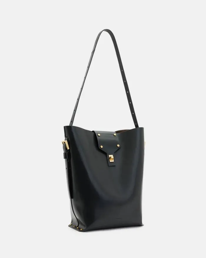 Miro Adjustable Leather Shoulder Bag Black Women AllSaints Handbags and Wallets Miro Adjustable Leather Shoulder Bag Black Women AllSaints Handbags and Wallets