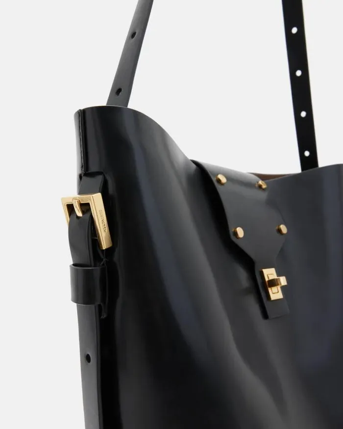 Miro Adjustable Leather Shoulder Bag Black Women AllSaints Handbags and Wallets Miro Adjustable Leather Shoulder Bag Black Women AllSaints Handbags and Wallets
