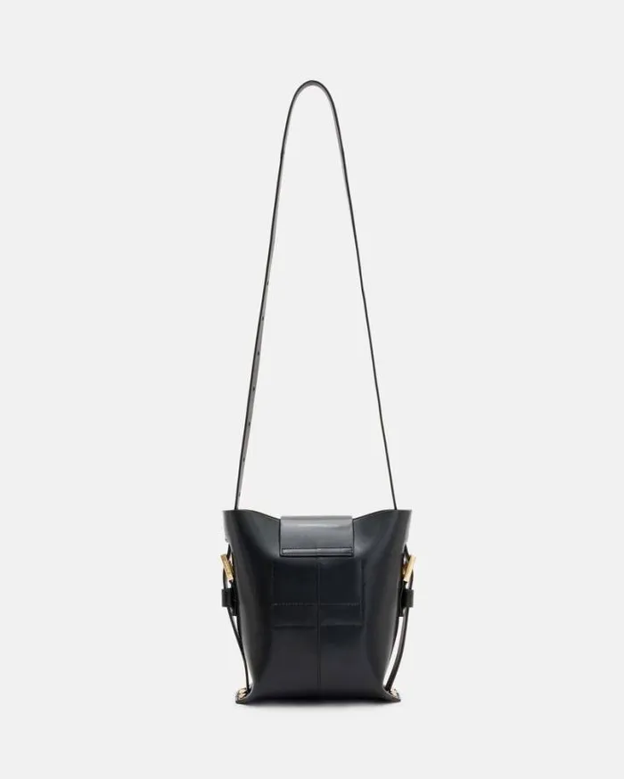 Miro Turn Lock Leather Crossbody Bag Black Women AllSaints Handbags and Wallets