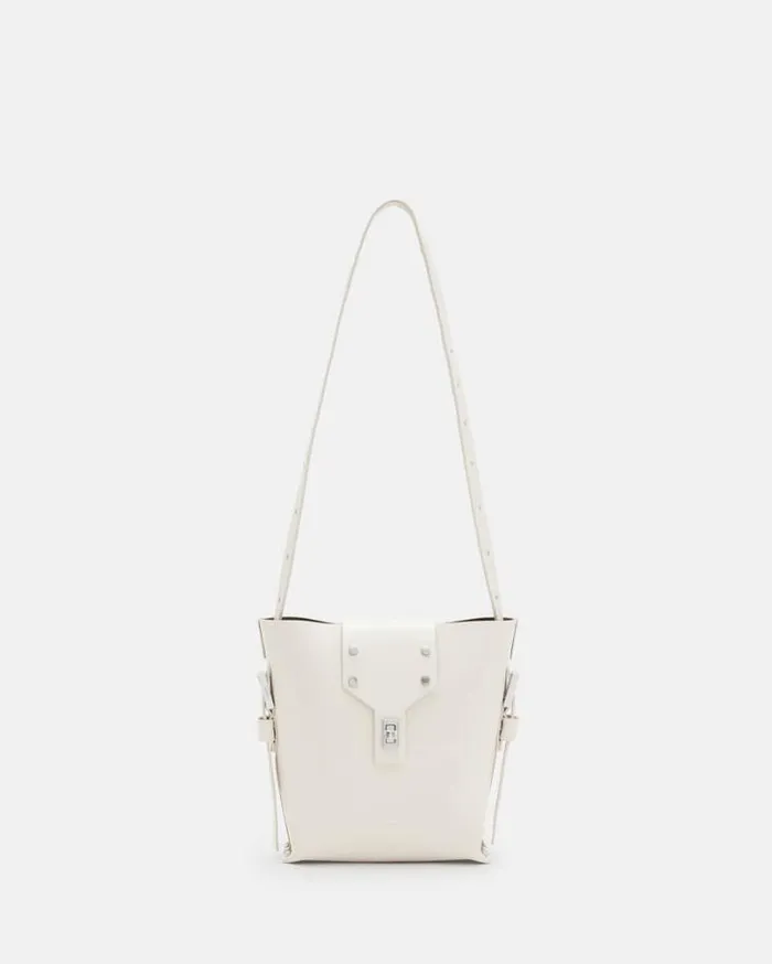 Miro Turn Lock Leather Crossbody Bag Desert White Women AllSaints Accessories