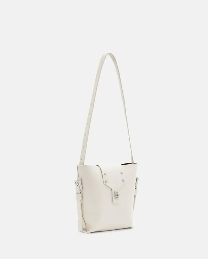 Miro Turn Lock Leather Crossbody Bag Desert White Women AllSaints Accessories Miro Turn Lock Leather Crossbody Bag Desert White Women AllSaints Accessories