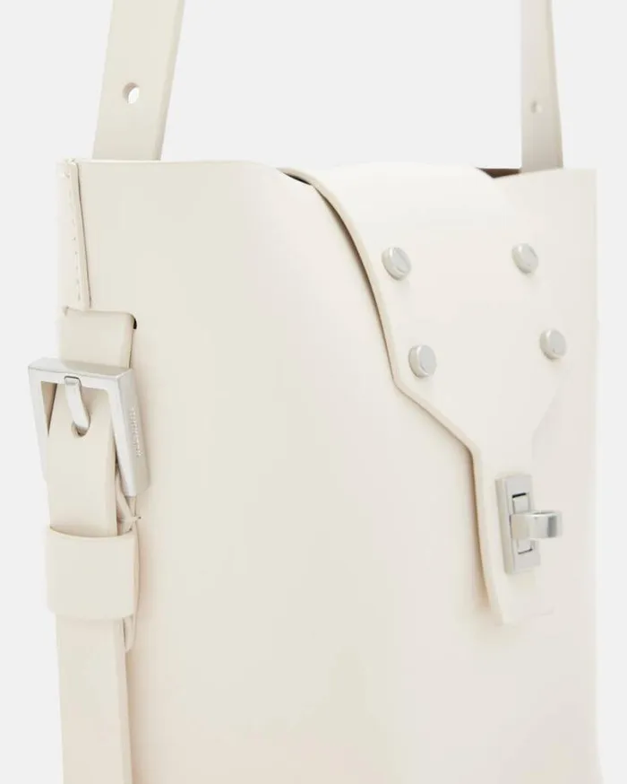 Miro Turn Lock Leather Crossbody Bag Desert White Women AllSaints Accessories Miro Turn Lock Leather Crossbody Bag Desert White Women AllSaints Accessories