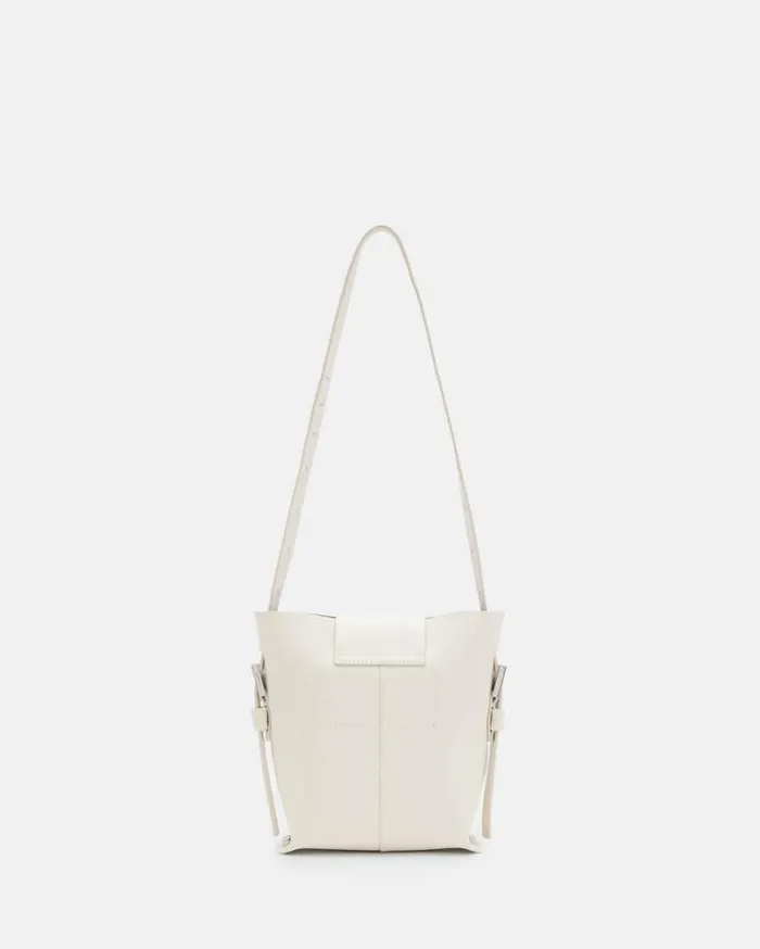 Miro Turn Lock Leather Crossbody Bag Desert White Women AllSaints Accessories Miro Turn Lock Leather Crossbody Bag Desert White Women AllSaints Accessories