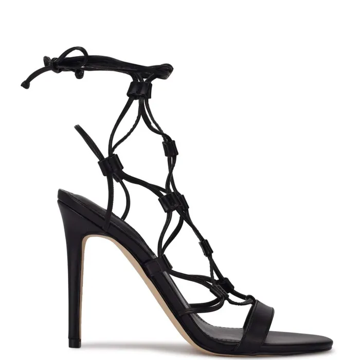 Mix Ankle Wrap Sandals Black Women Nine West Dress