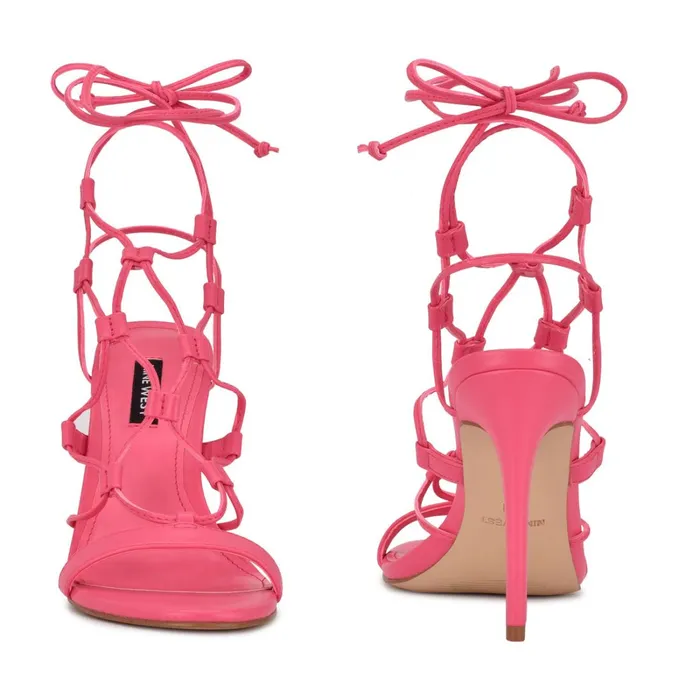 Mix Ankle Wrap Sandals Wow Pink Women Nine West Dress Mix Ankle Wrap Sandals Wow Pink Women Nine West Dress