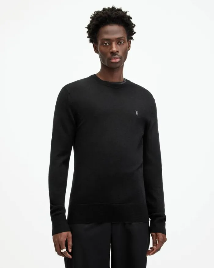 Mode Merino Crew Neck Ramskull Sweater Black Men AllSaints Sweaters